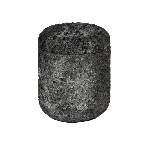 Black molten rock candle with lid