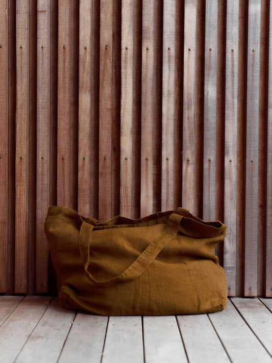 Linen tote bag bronze