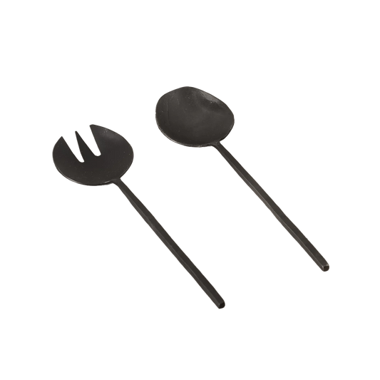 Handmade mini iron salad servers 20cm black