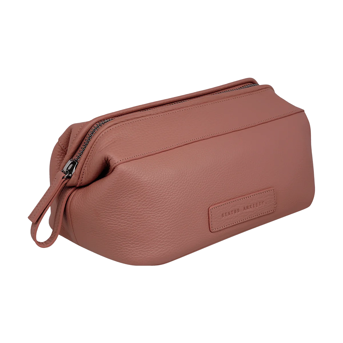 Status Anxiety leather toiletry bag dusty rose