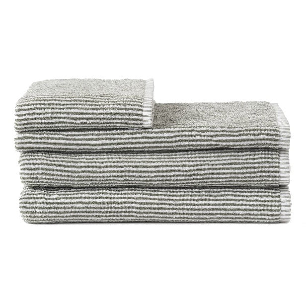 Striped cotton towel range olive & white