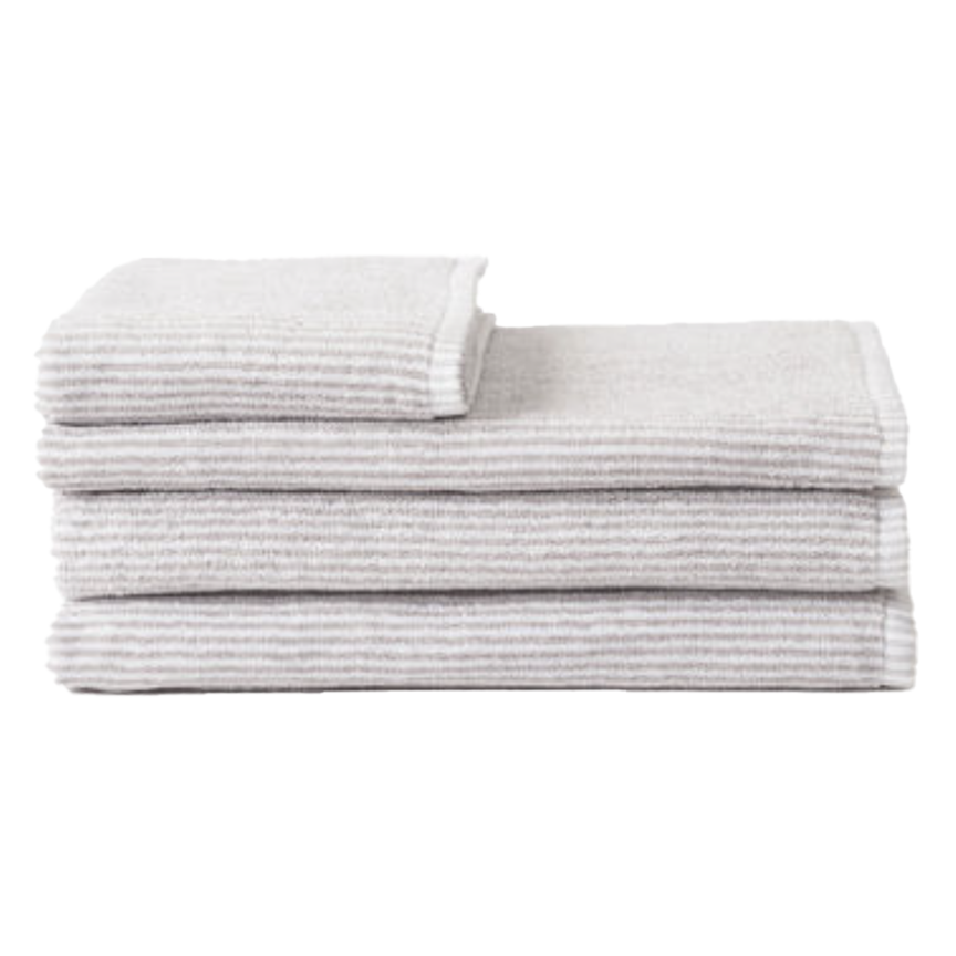Striped cotton towel range grey & white