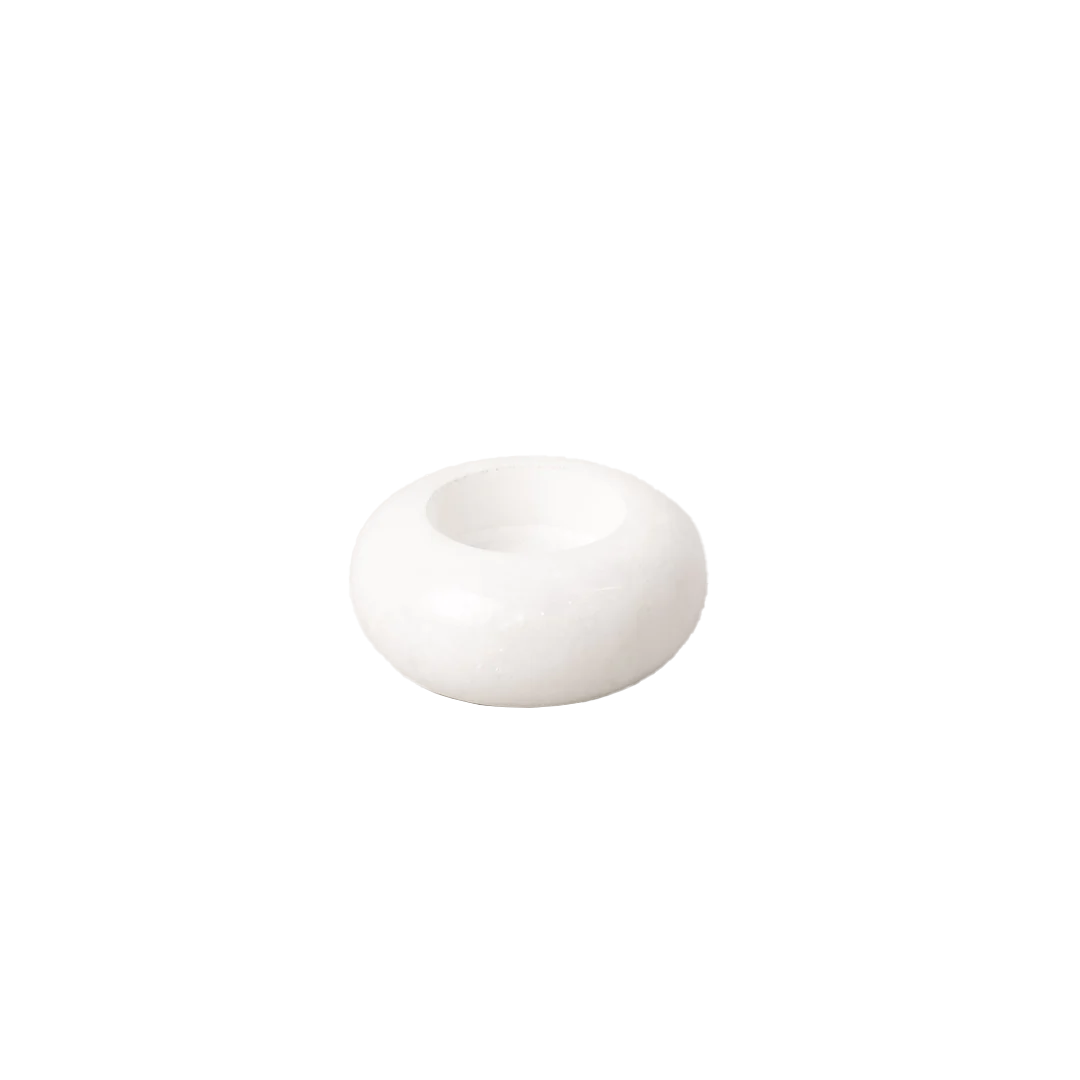 Marble tealight holder white