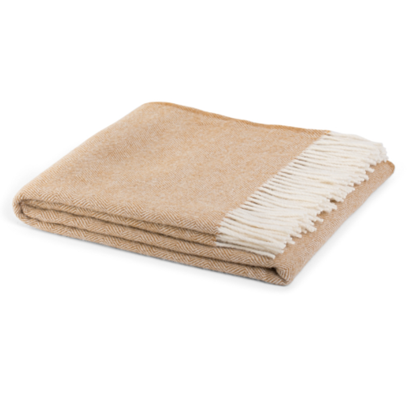 Hahei NZ lambswool blanket caramel 150 x 183cm